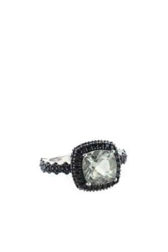 Black Spinel & Prasiolite Sterling Silver Ring