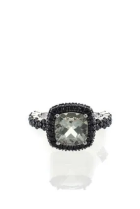 Black Spinel & Prasiolite Sterling Silver Ring