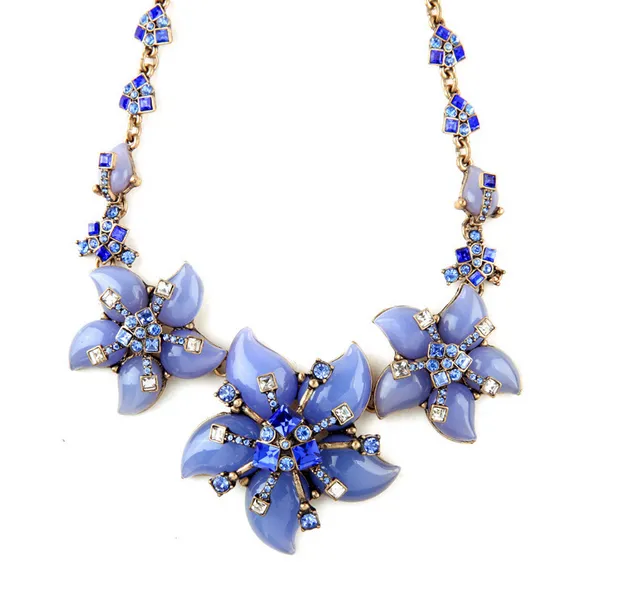 Blue Flower Statement Necklace