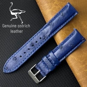 Blue Genuine Ostrich Watch Strap Quick Release DH-184