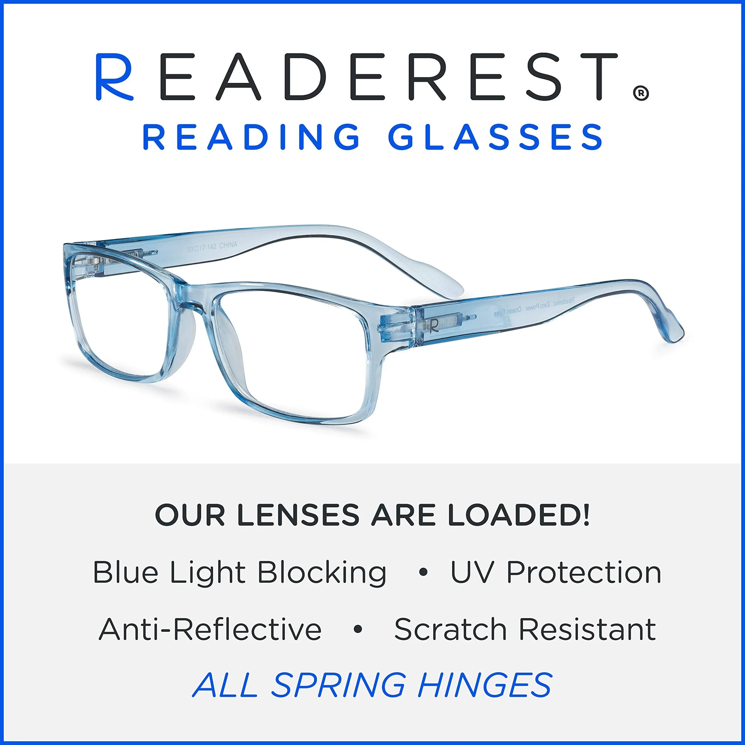 Blue-Light-Blocking-Reading-Glasses-Light-Blue-0-50-Magnification Anti Glare