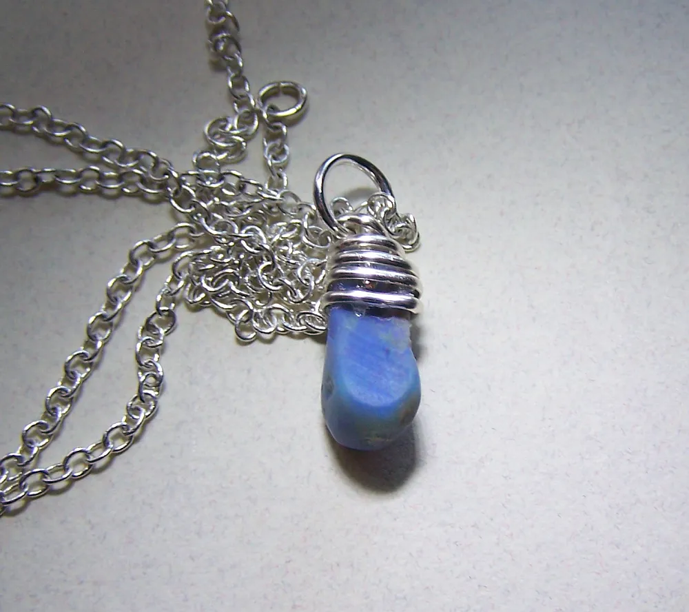 Blue Opal Australian Raw Gemstone Pendant