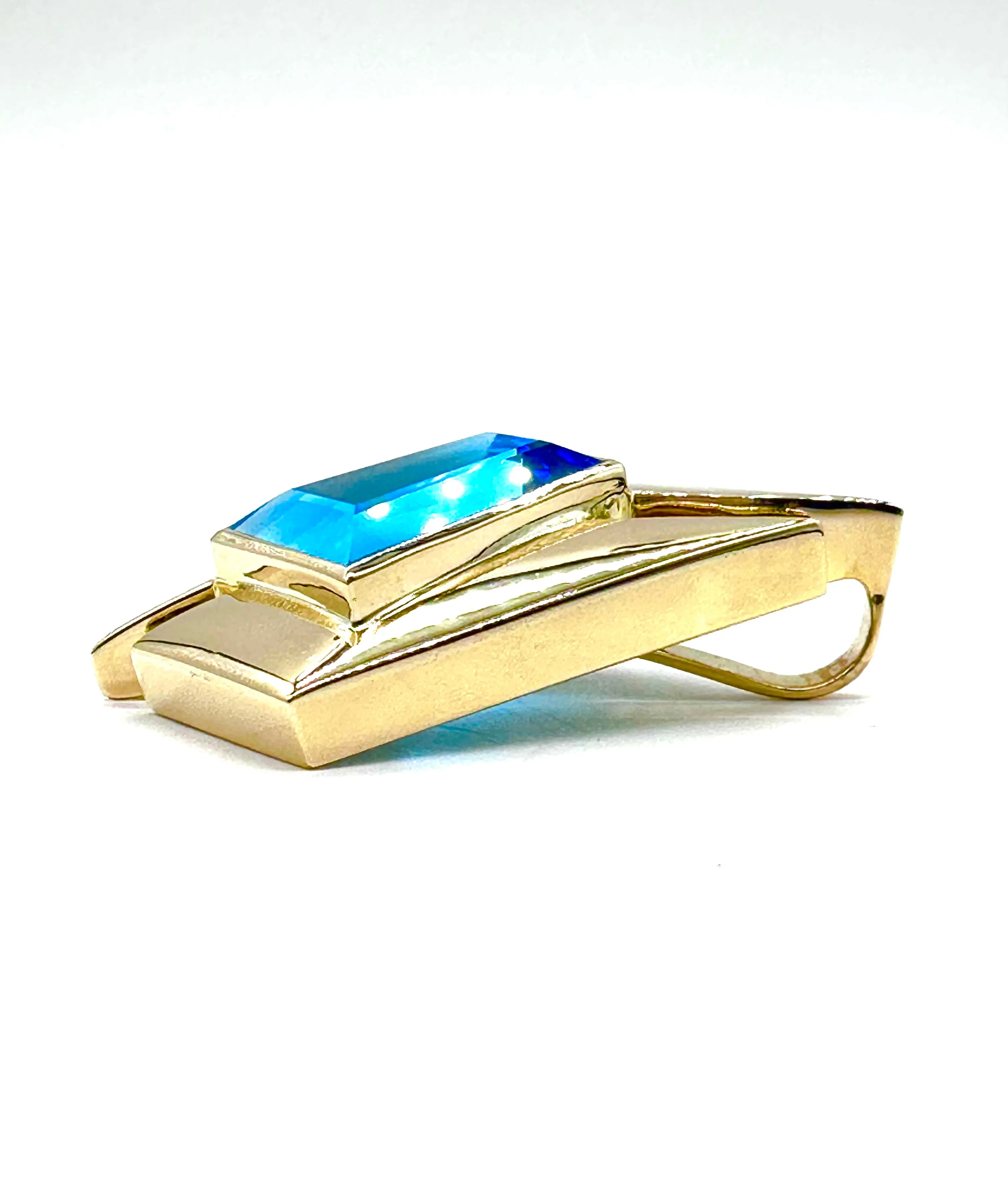 Blue topaz asymmetrical slide pendant