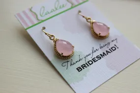 Blush Pink Jewelry Gold Bridesmaid Earrings - Blush Pink Earring - Bridesmaid Jewelry - Pink Earings - Wedding Jewelry - Wedding Earrings OT