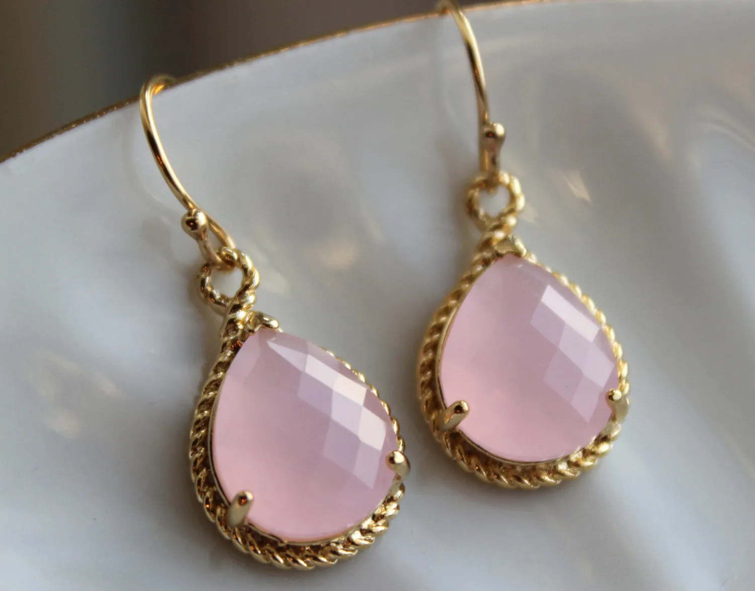 Blush Pink Jewelry Gold Bridesmaid Earrings - Blush Pink Earring - Bridesmaid Jewelry - Pink Earings - Wedding Jewelry - Wedding Earrings OT