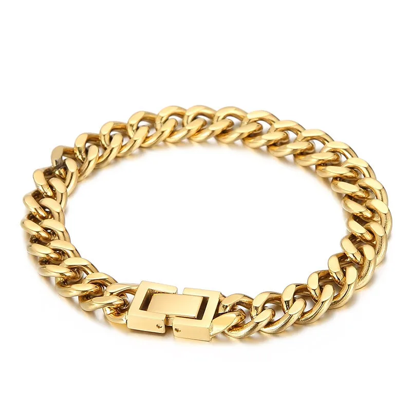 Bold Cuban Chain Titanium Steel Bracelet for Men: Hip-Hop Style Dominance