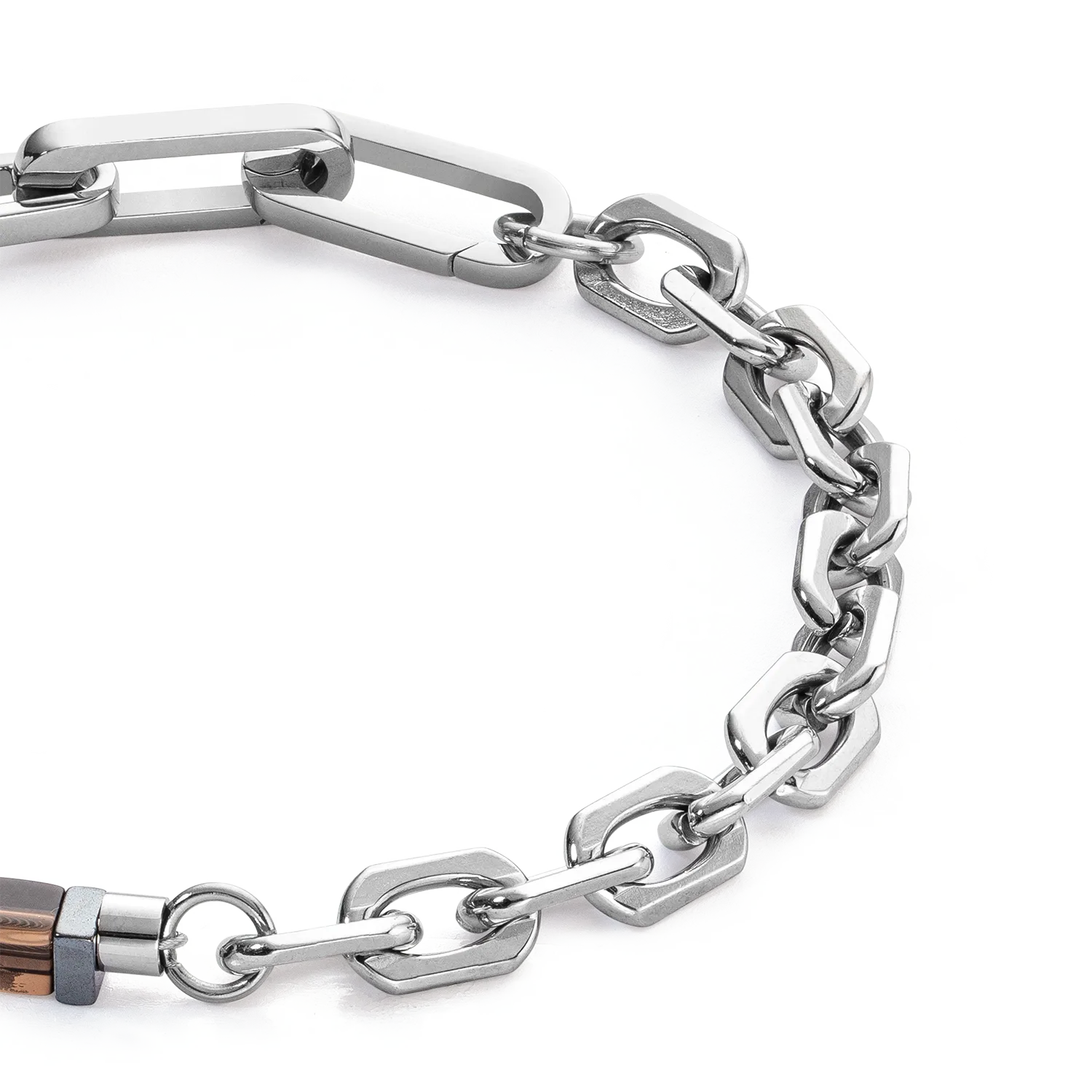 Bracelet Precious Fusion link chain brown-silver