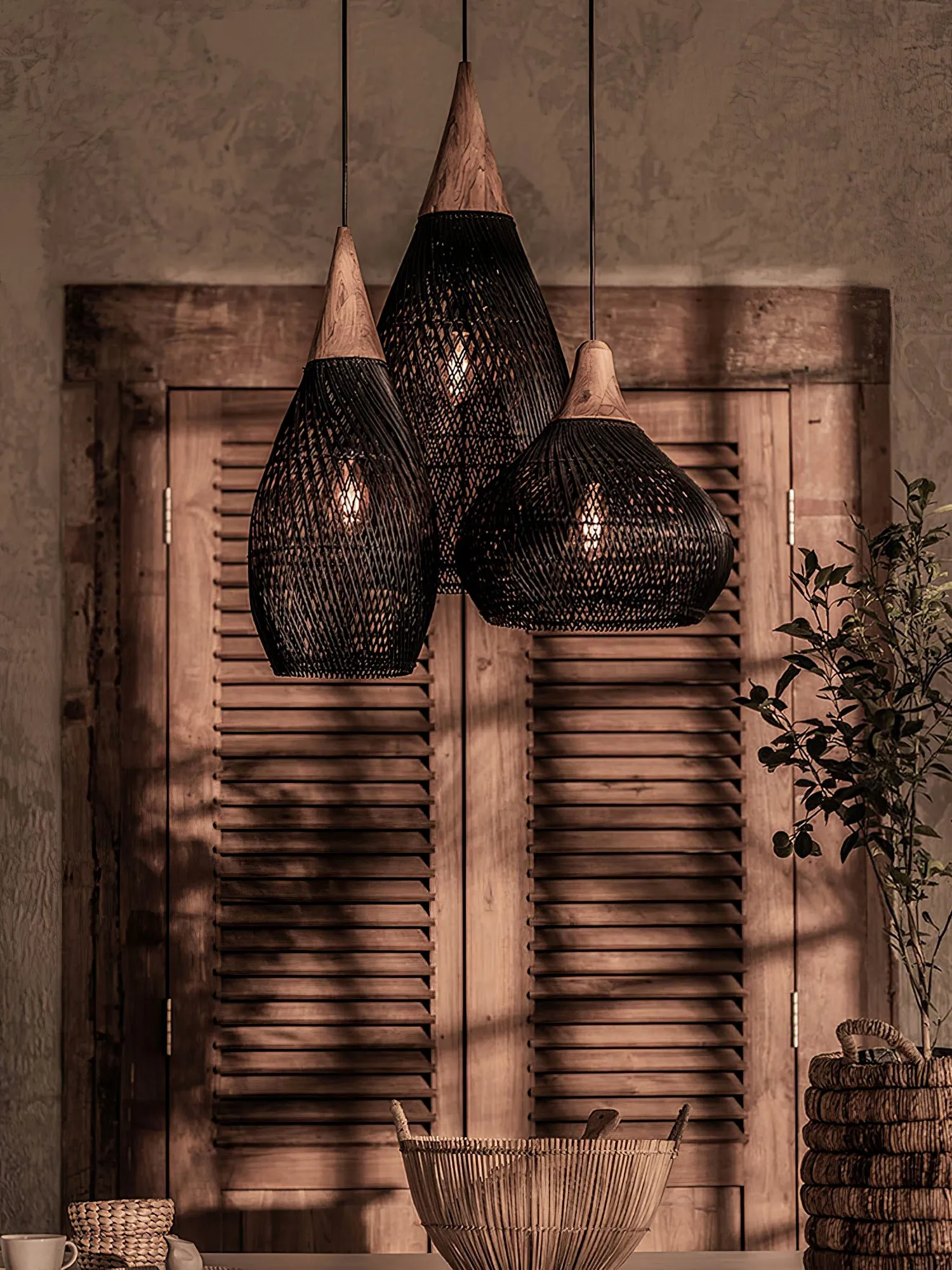 Braided Rattan Pendant Lamp