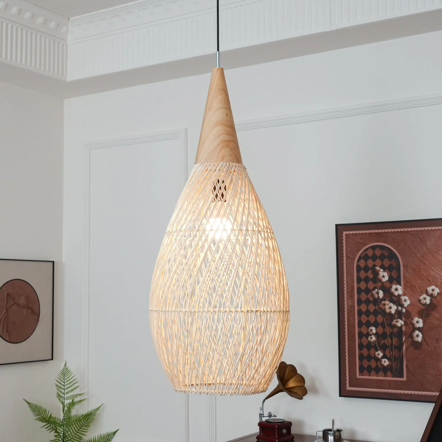 Braided Rattan Pendant Lamp