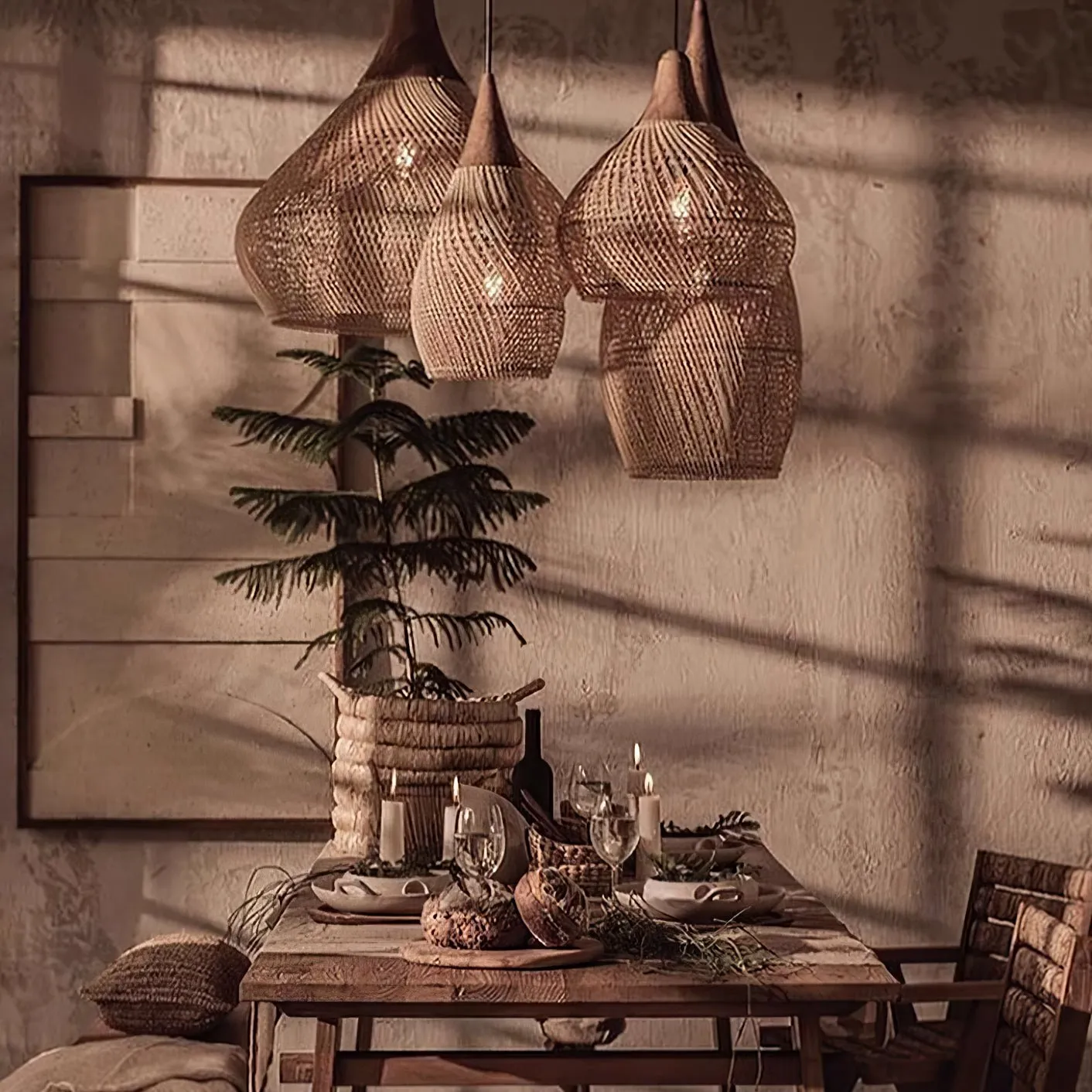 Braided Rattan Pendant Lamp