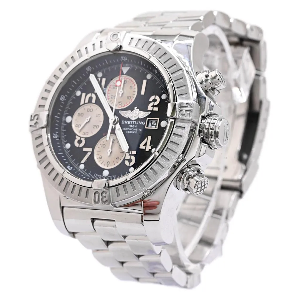 Breitling Men's Super Avenger Stainless Steel 48mm Black Chronograph Dial Watch Reference #: A13370