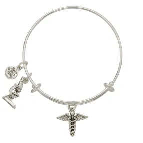 Caduceus Charm Bangle Bracelet