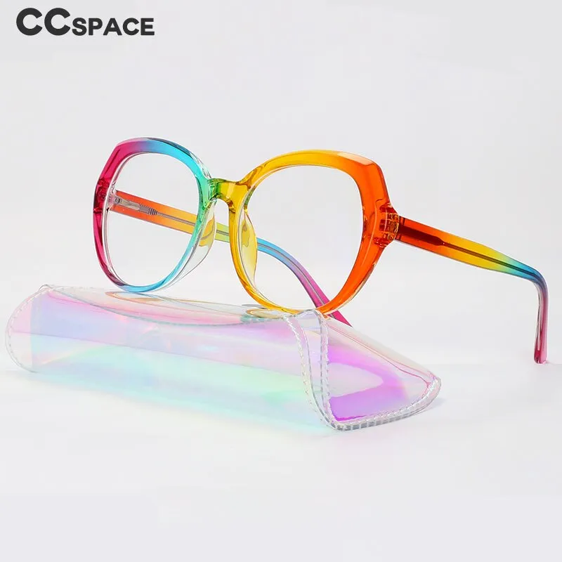 CCspace Women's Full Rim Irregular Tr 90 Titanium Reading Glasses 4456