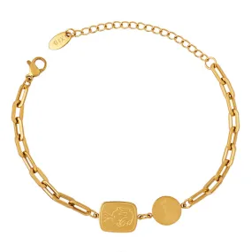 Charming 18k Gold-Plated Titanium Steel Bracelet with Handmade Boy Pendant