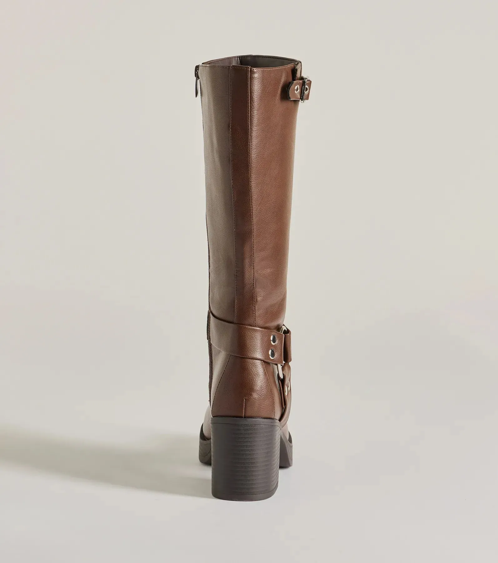 Chic Edge Under-The-Knee Moto Platform Boots