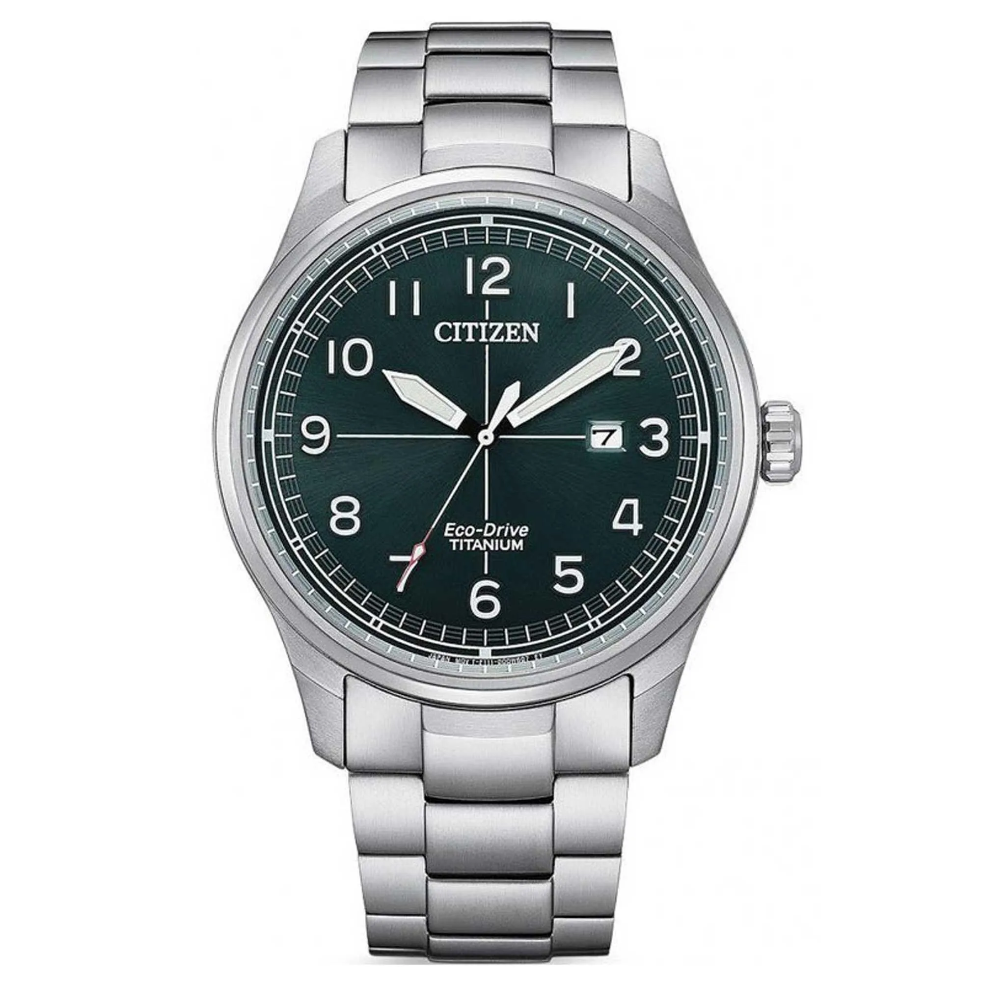 Citizen Men's Watch - Eco-Drive Green Dial Silver Titanium Bracelet | BM7570-80X