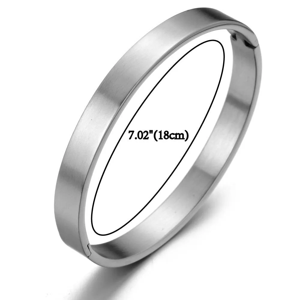 Classic Stainless Steel Bangle Bracelet for Men for Women Silver Color Satin