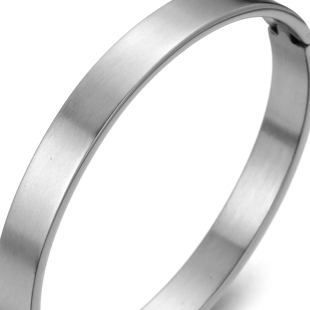 Classic Stainless Steel Bangle Bracelet for Men for Women Silver Color Satin