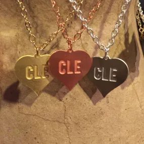 CLE Heart Pendant With Matching Chain