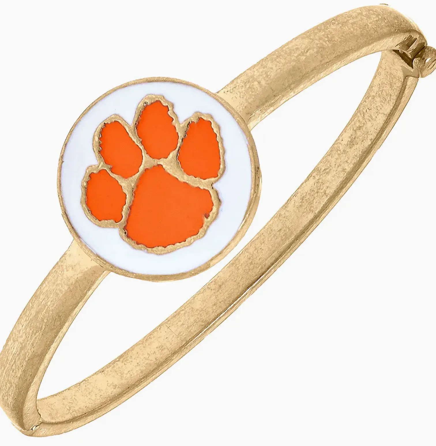 Clemson Tigers Enamel Statement Hinge Bangle in White