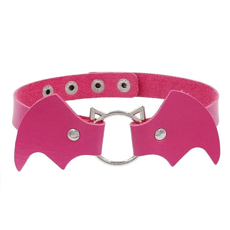 Colorful Bat Leather Chokers