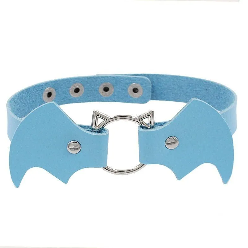 Colorful Bat Leather Chokers