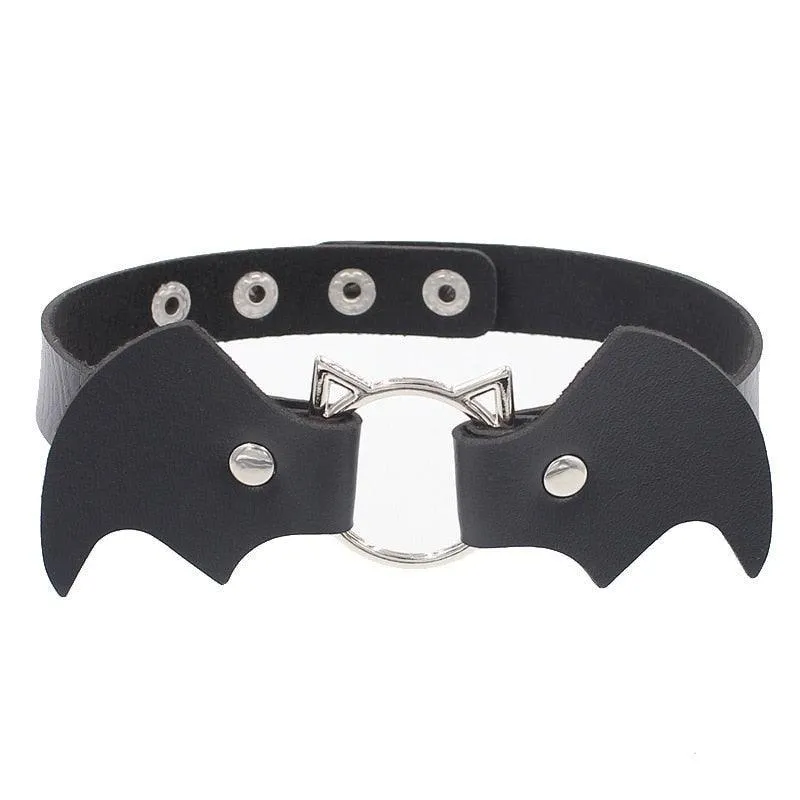 Colorful Bat Leather Chokers