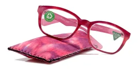 Coral, (Premium) Reading Glasses, High End Readers  1.25 to  3. Magnifying Glasses (Pink) Rectangular style. Optical Frame. NY Fifth Avenue.