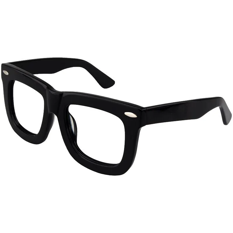 Cubojue Unisex Full Rim Thick Square Tr 90 Titanium Myopic Reading Glasses