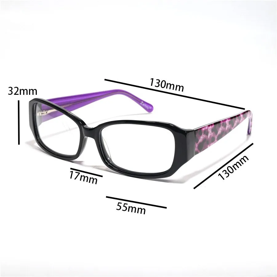 Cubojue Women's Full Rim Rectangle Acetate Hyperopic Reading Glasses 609521