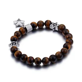 Customizable Beaded Pentagram and Hexagram Titanium Steel Couple Bracelet for Men