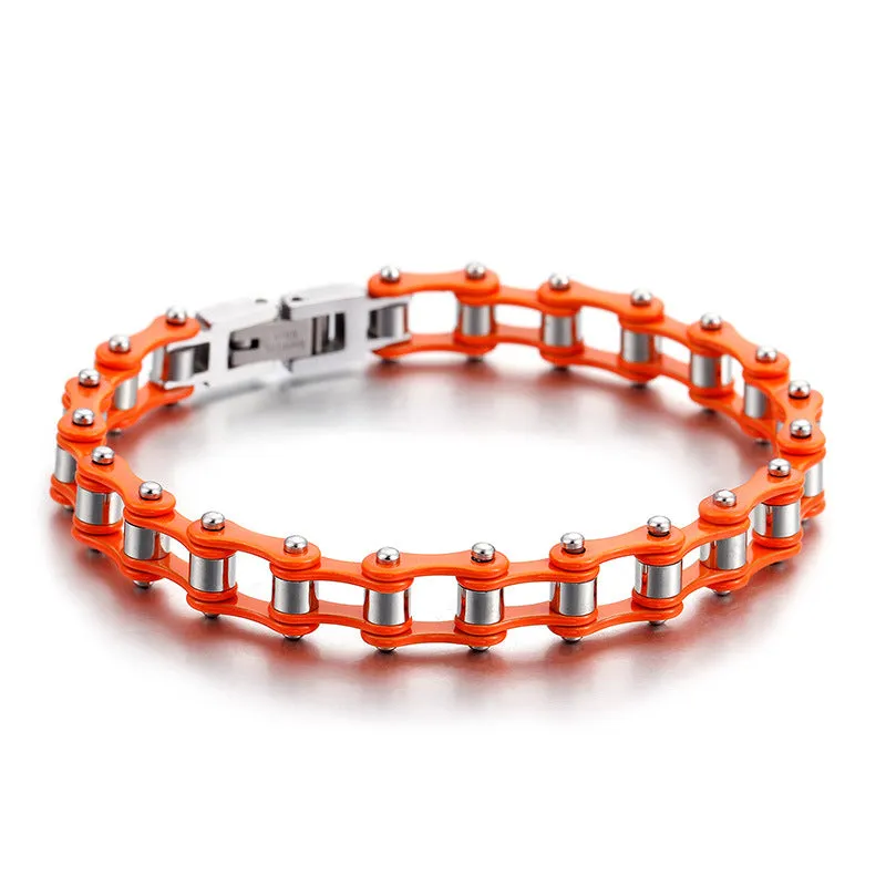 customized stainless steel bicycle chain bracelet for men - trendy titanium jewelry