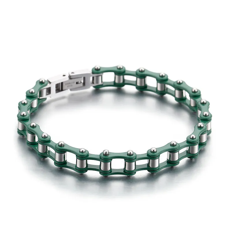 customized stainless steel bicycle chain bracelet for men - trendy titanium jewelry