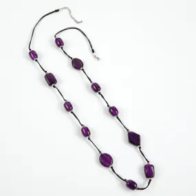 Dante Purple bead long necklace