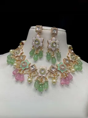 Designer Multi Color Beaded & Kundan Necklace