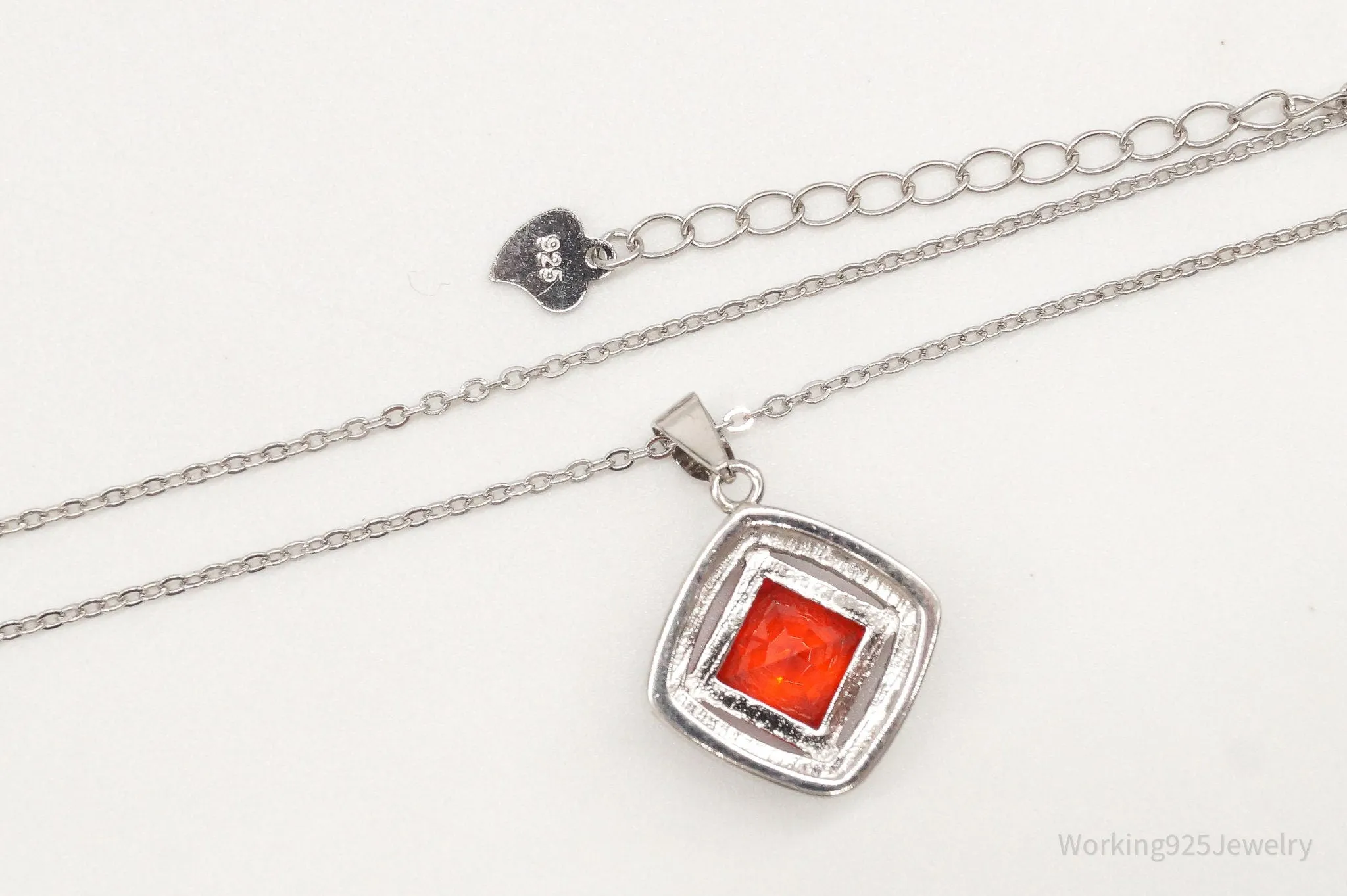 Designer Ryze Red & White Cubic Zirconia Sterling Silver Necklace