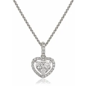 DIAMOND CLUSTER AND HALO HEART PENDANT