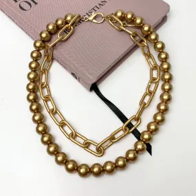 Double Date Multi Strand Gold Tone Chain Necklace