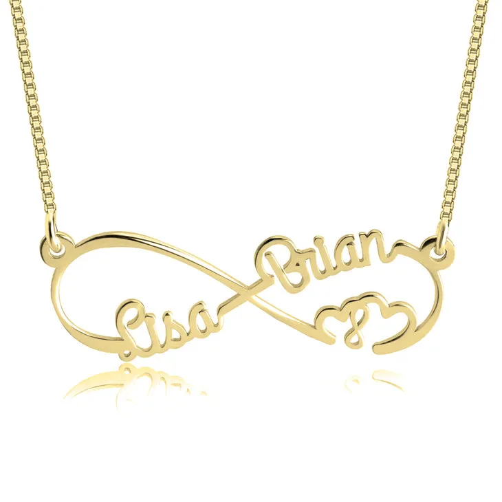 Double Heart Infinity Necklace - Gold Plated