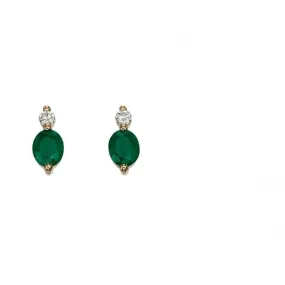 Elements Gold 9CT Yellow Gold Emerald And Diamond Earrings GE2134G