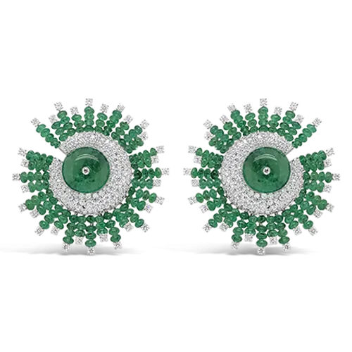 Emerald & Diamond Starburst Earrings