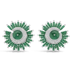 Emerald & Diamond Starburst Earrings