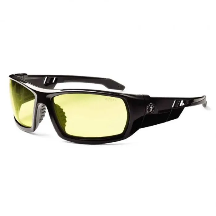 Ergodyne Skullerz Odin Safety Glasses, Black Frame, Yellow Lens, 1 Each