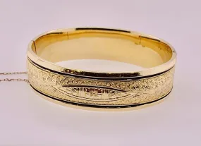 Estate Enamel Gold Filled Bangle Bracelet