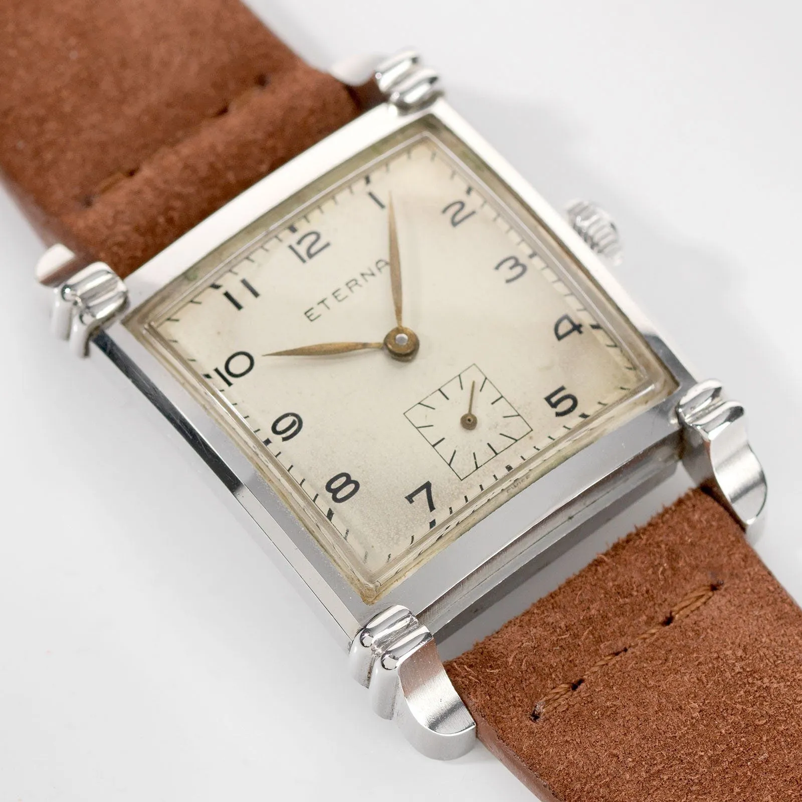 Eterna Square Case Steel Dress Watch 1940s