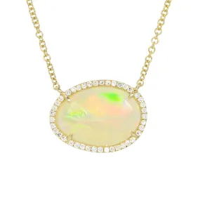 Ethiopian Opal Necklace With Diamonds - Large