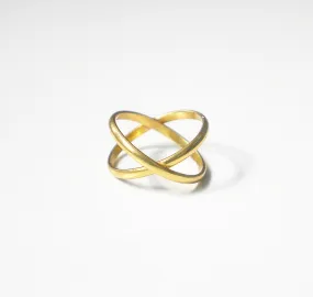 Ex Oh Ring, 18k Gold Plated .925 Sterling Silver X Ring