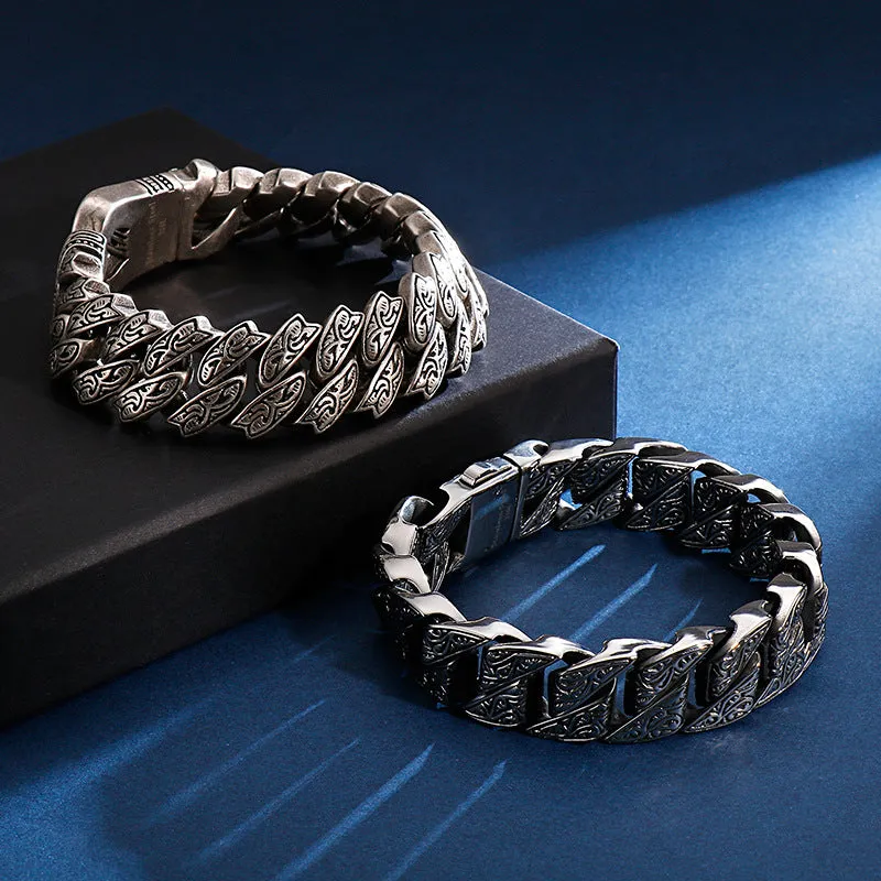 Exaggerated Retro Pattern Stainless Steel Bracelet for Men - Creative Titanium Steel Casting Jewelry Wholesale