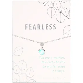 Fearless Forget-Me-Not Opal 16.5"-18.5" Rhodium Plated Inspirational Necklace