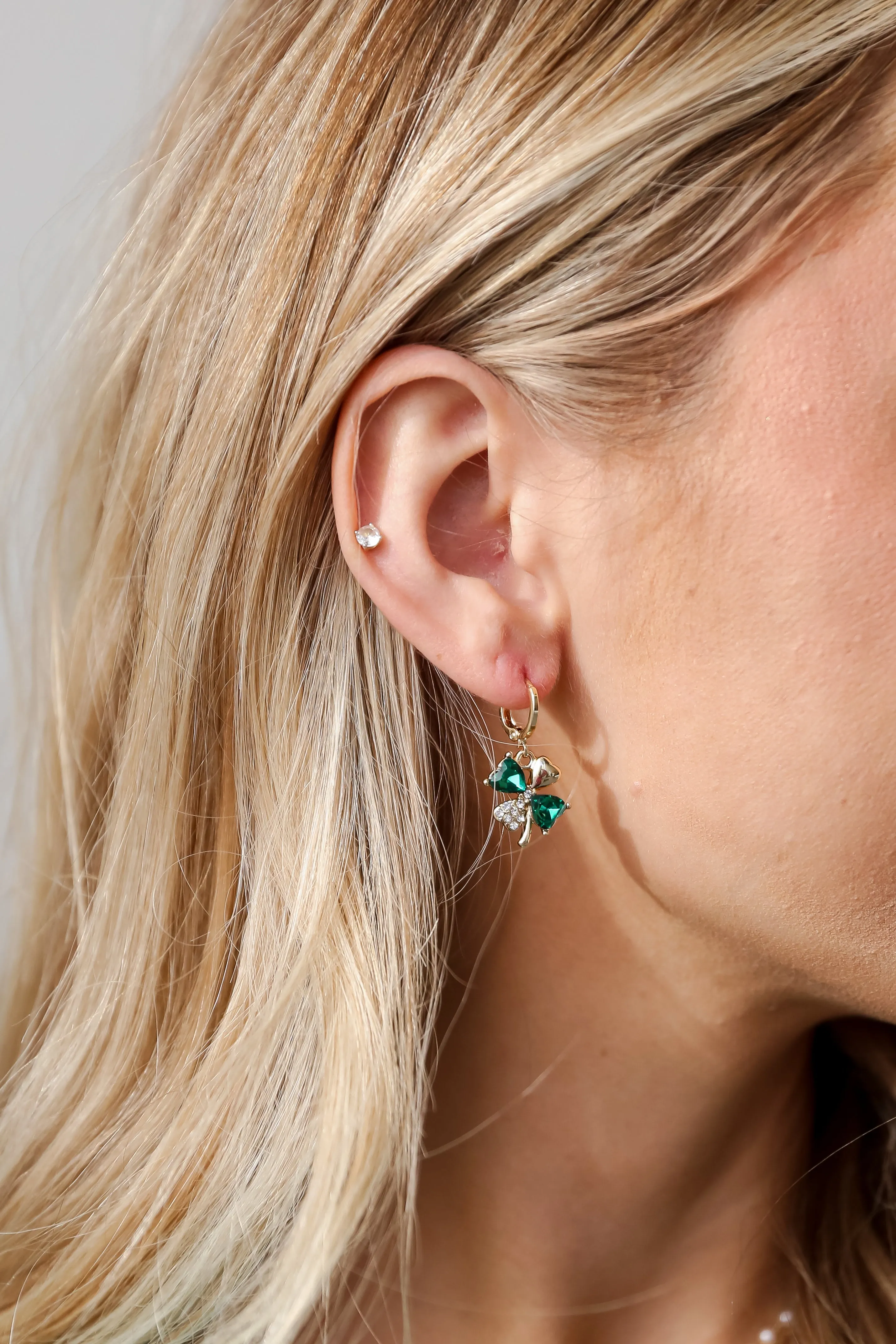 FINAL SALE - Clara Gold Four Leaf Clover Drop Earrings